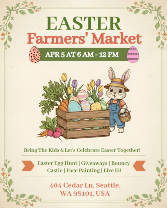 Easter Farmers Market Flyer Template – Spring Community Event Poster ...