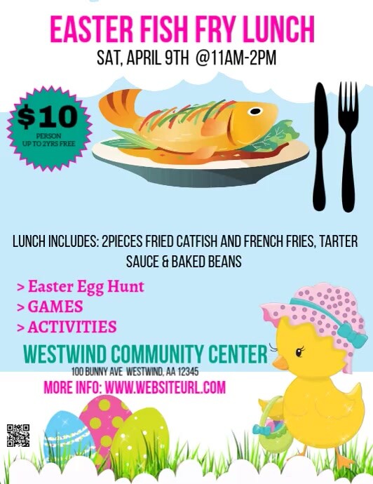 Easter Fish Fry Lunch Event Template | PosterMyWall