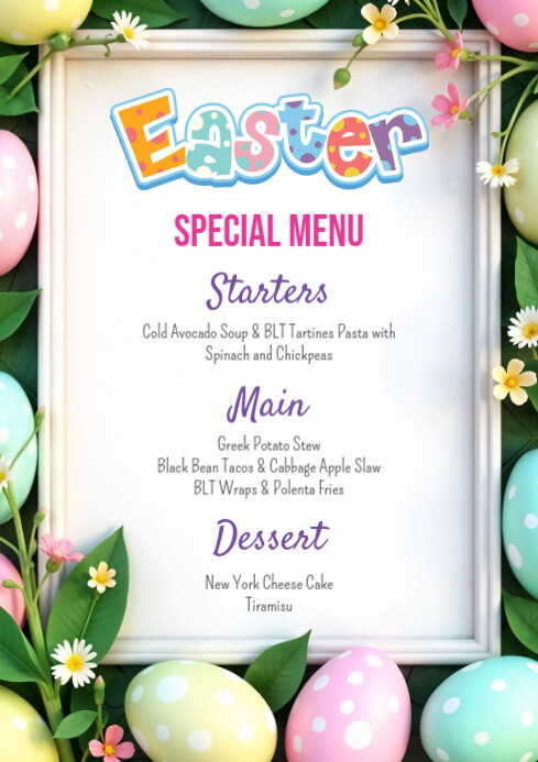 Easter Food Menu Template | PosterMyWall