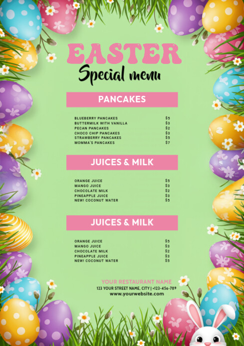 Easter Food Menu Template | PosterMyWall