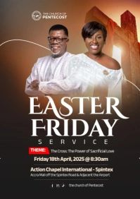 Easter Friday Church Service Poster A4 template