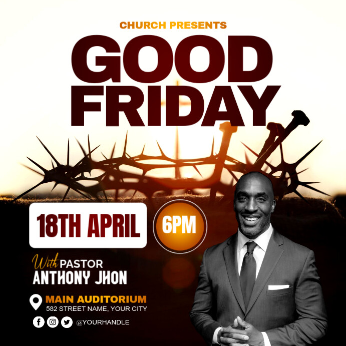Easter good friday Church service template Publicação no Instagram