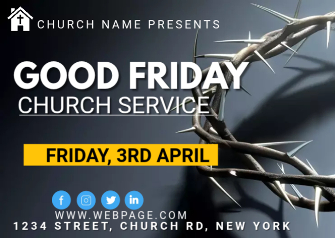 Modèle Good Friday Church Service A6 | PosterMyWall