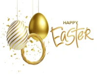 Easter greeting background with realistic gol Rectángulo Grande template