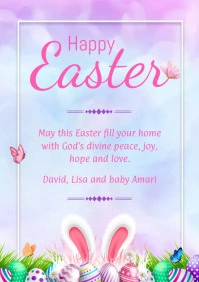 Easter Greeting Card Template A5