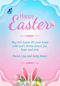 Easter Greeting Card Template A5