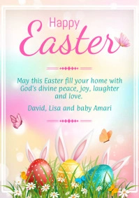 Easter Greeting Card Template A5