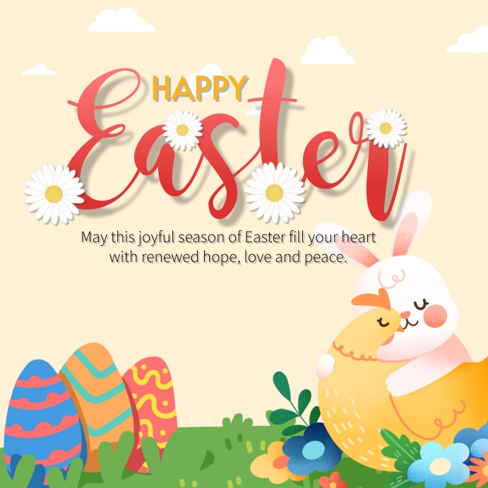 Basic Easter Post Easter Greeting Instagram Post Template | PosterMyWall