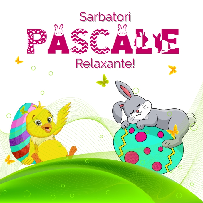 Easter greetings, Romanian Kwadrat (1:1) template