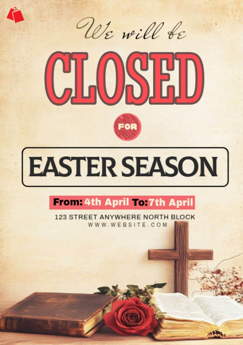 Easter Closure Announcement A4 Template | PosterMyWall