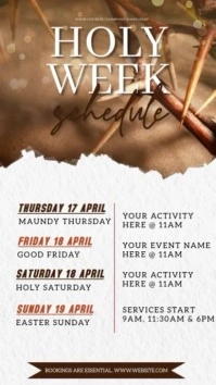 Easter holy week schedule services ad design template