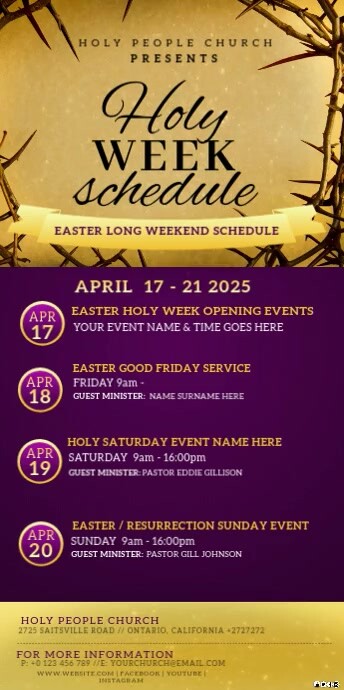 Easter Week Timetable Szablon Easter holy week schedule services ad design template ...