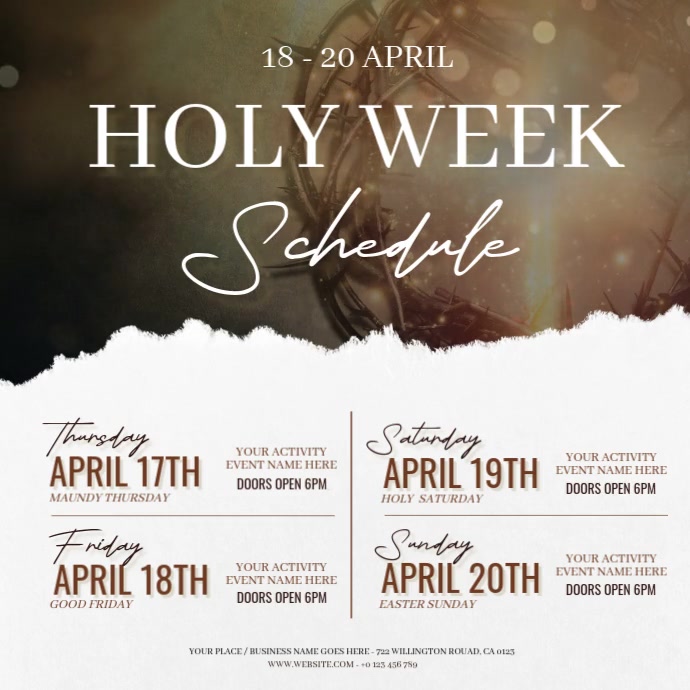Easter Week Timetable easter holy week schedule services ad design template | PosterMyWall