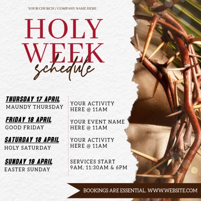 Easter Week Timetable Easter holy week schedule services ad design template | PosterMyWall