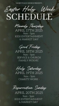 easter holy week schedule services ad design template Instagram Story