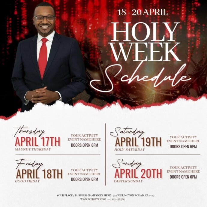 easter holy week schedule services ad design template | PosterMyWall