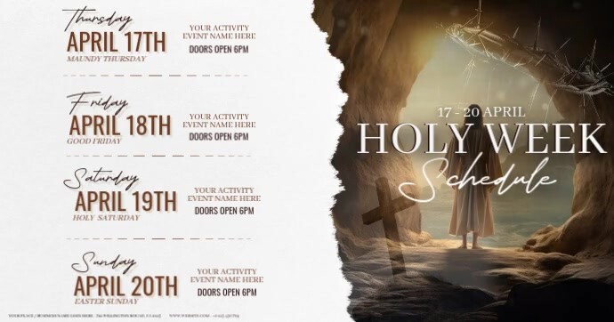 easter holy week schedule services ad design template Facebook Gedeelde Prent