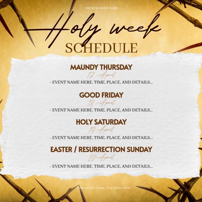 Easter Week Timetable easter holy week schedule services ad design template | PosterMyWall