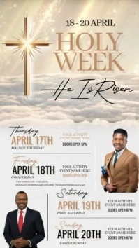 easter holy week schedule services ad design template Instagram Story
