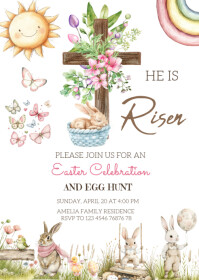 White Easter Celebration A6 Template