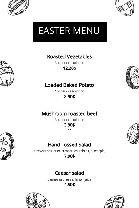 Easter Kids Menu Design Template | PosterMyWall