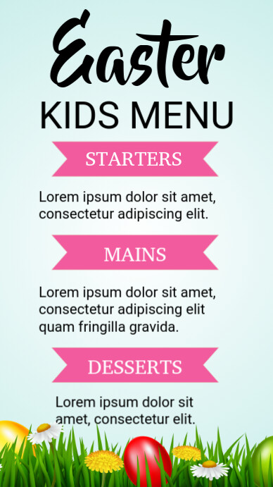 Plantilla de easter kids menu | PosterMyWall
