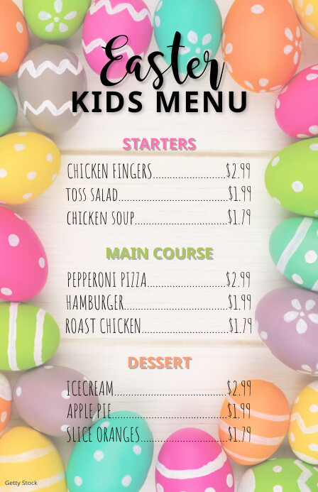 Easter Kids Menu Flyer Template | PosterMyWall