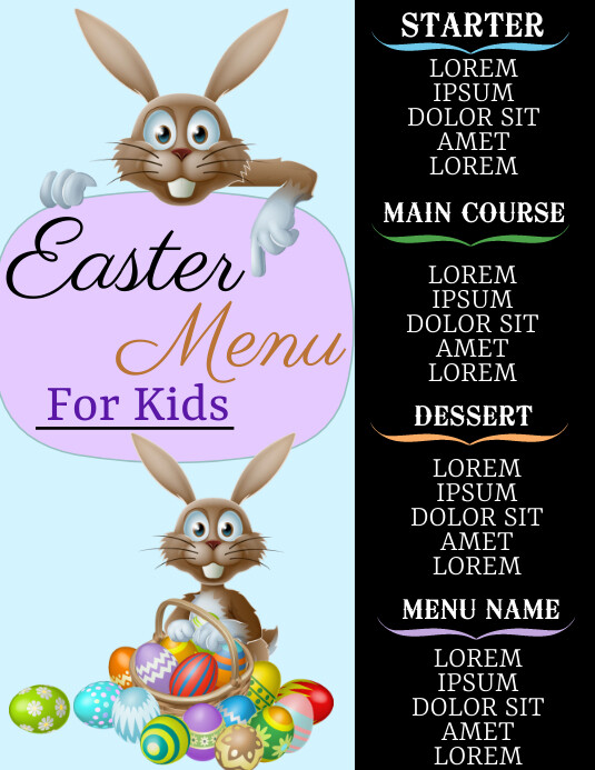 Easter kids menu template | PosterMyWall