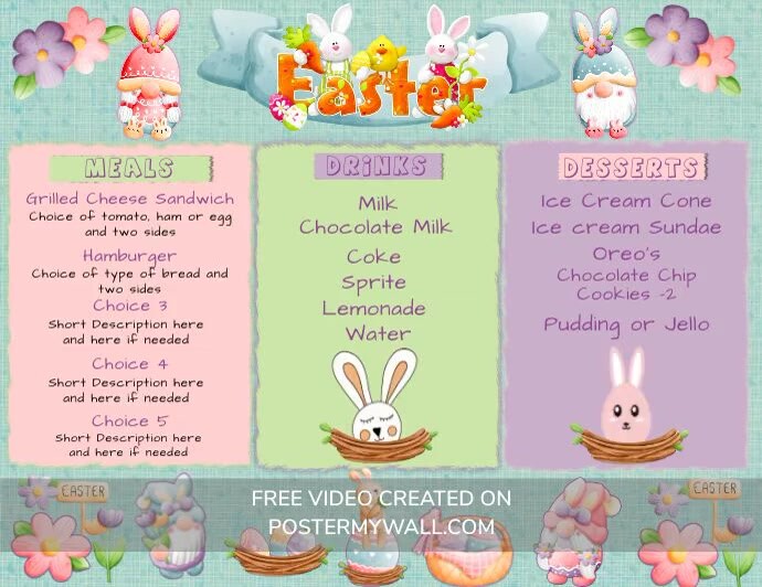 Easter Kids Menu Template | PosterMyWall