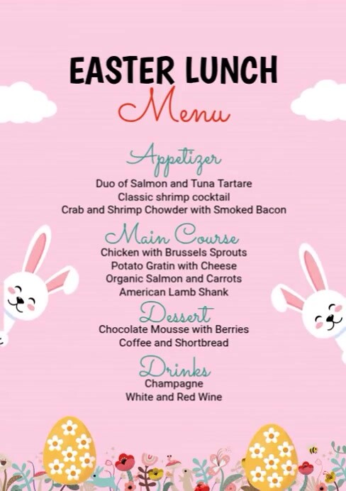 Easter Lunch Menu Template | PosterMyWall