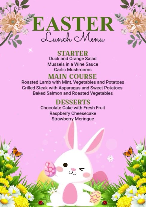 Easter Lunch Menu Template | PosterMyWall