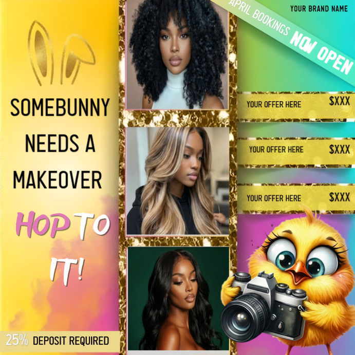 Easter Makeup Booking Flyer Template | Somebunny Needs a Makeover ...