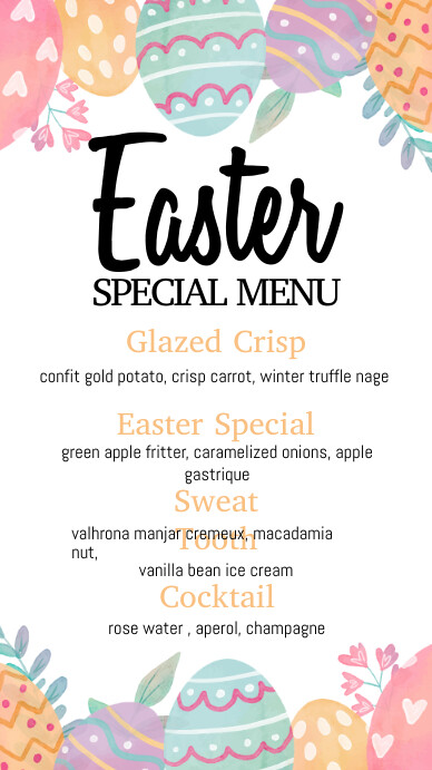 easter menu, easter, menu Digitale Vertoning (9:16) template