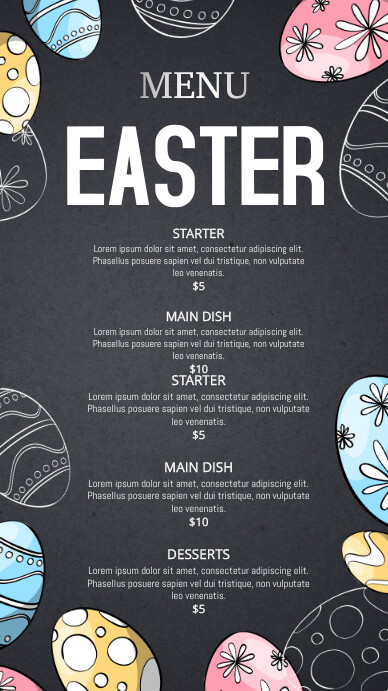 Easter menu ,menu งานแสดงผลงานแบบดิจิทัล (9:16) template