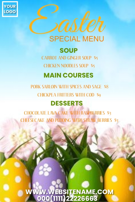 Easter menu card Template | PosterMyWall
