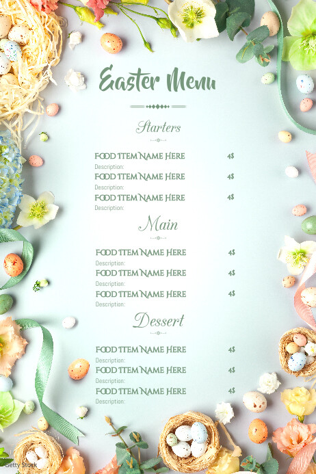 Easter Menu Card Template | PosterMyWall