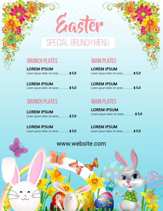 Easter Menu Card Template Flyer (US Letter)