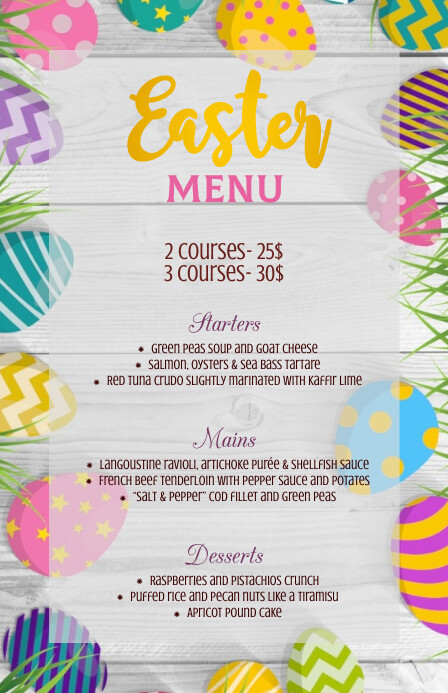 Easter Menu Card Template Eggs | PosterMyWall