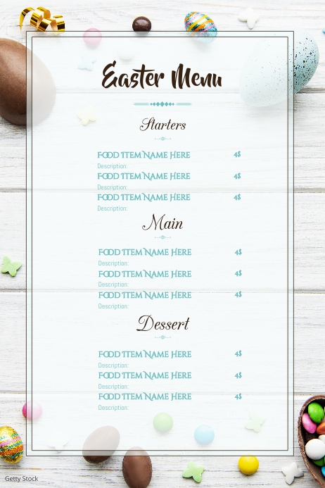 Easter Menu Card Template | PosterMyWall
