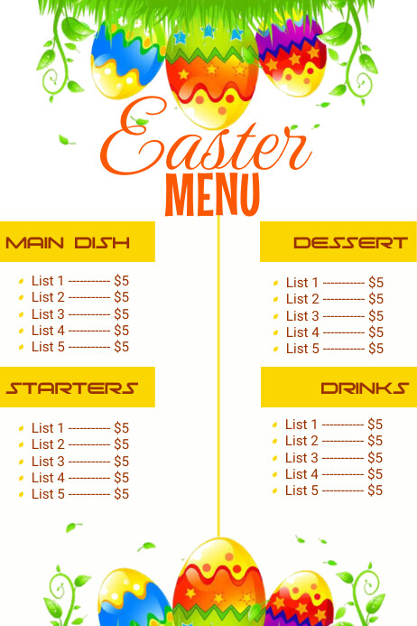 Easter Menu Template | PosterMyWall