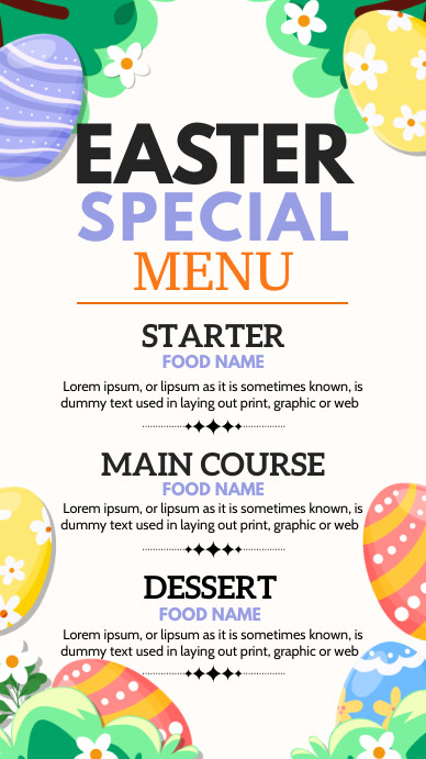 easter menu Template | PosterMyWall