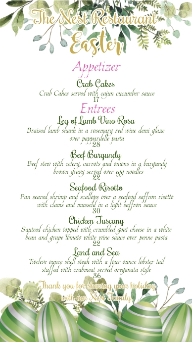Easter Menu Template | PosterMyWall