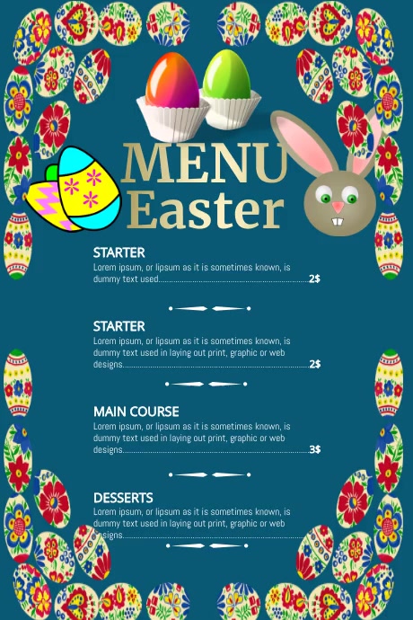 easter menu Template | PosterMyWall