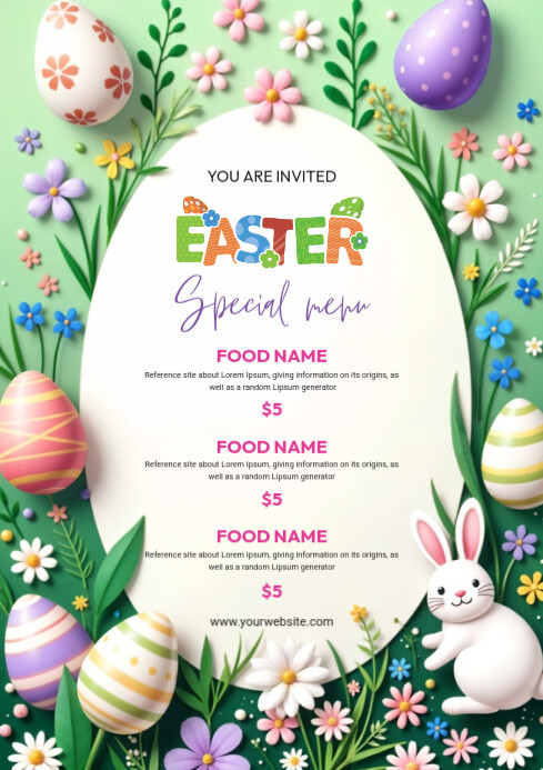 Easter Menu A4 template