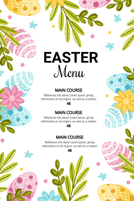 easter menu Template | PosterMyWall