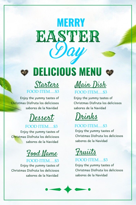 Easter Menu Template | PosterMyWall