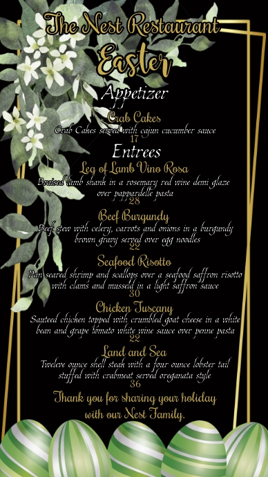 Easter Menu Template | PosterMyWall