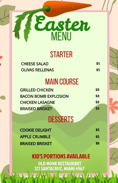 easter menu Template | PosterMyWall