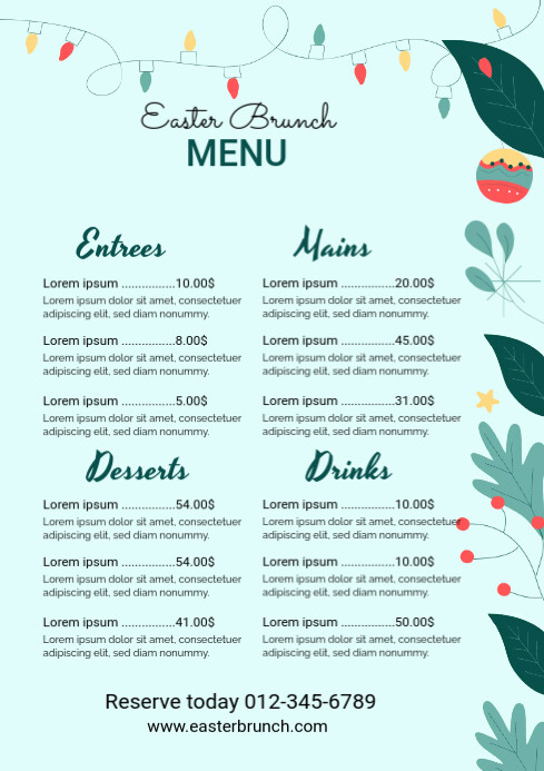 Easter Menu Template | PosterMyWall