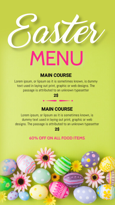 easter menu Template | PosterMyWall